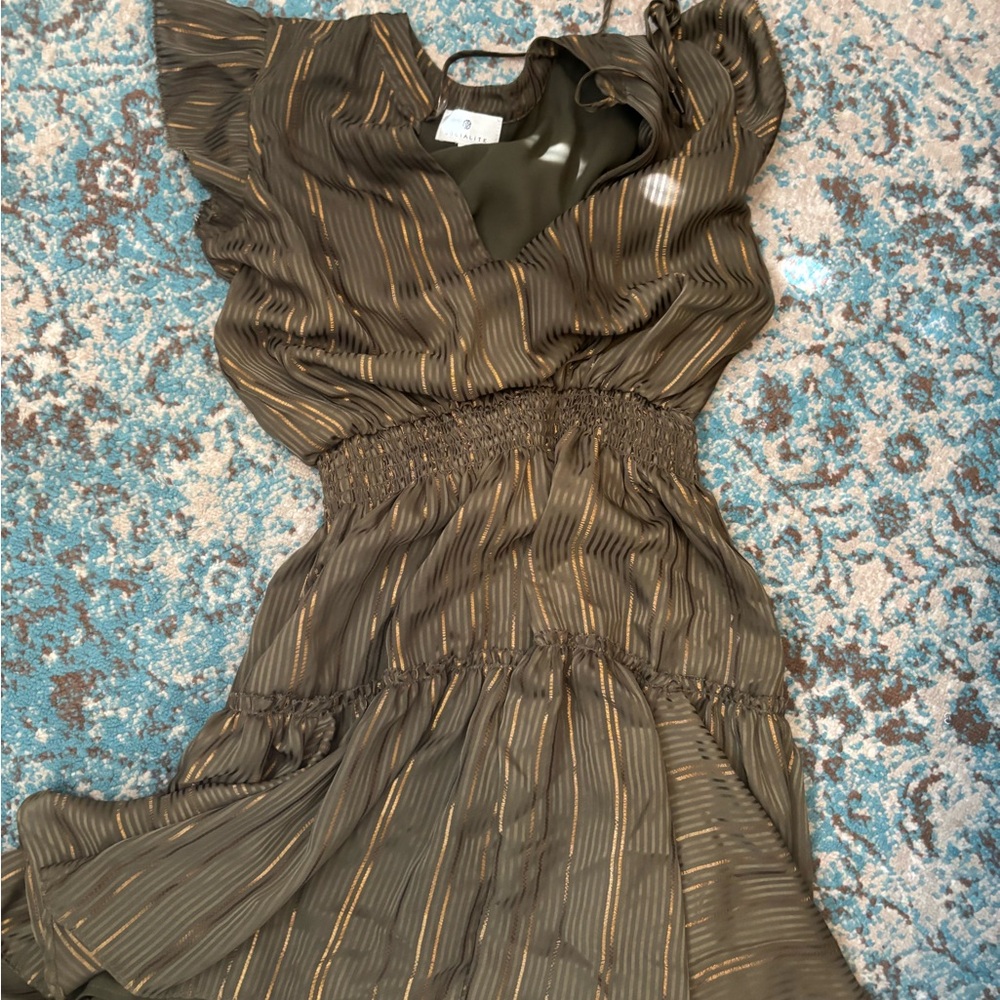 Socialite Olive and Gold Maxi Dress